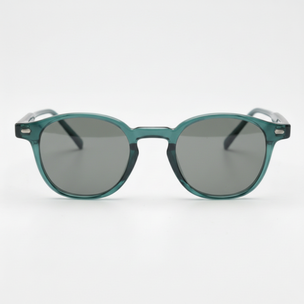 Tina Grey Tinted Lens Sunglasses - Green Round TR90 Frame