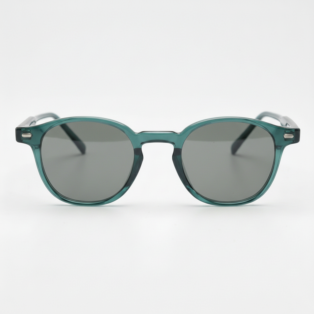 Tina Grey Tinted Lens Sunglasses - Green Round TR90 Frame