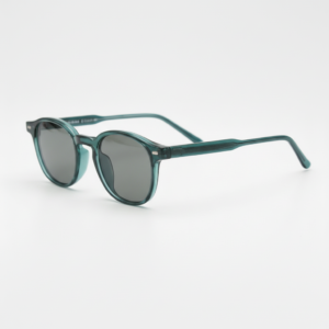 Tina Grey Tinted Lens Sunglasses - Green Round TR90 Frame