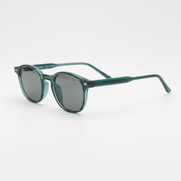 Tina Grey Tinted Lens Sunglasses - Green Round TR90 Frame