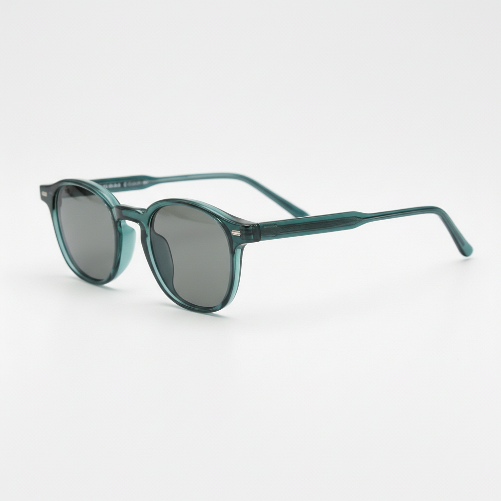Tina Grey Tinted Lens Sunglasses - Green Round TR90 Frame