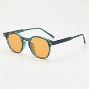 Tina Orange Tinted Lens Sunglasses - Green Round TR90 Frame