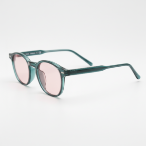 Tina Pink Tinted Lens Sunglasses - Green Round TR90 Frame