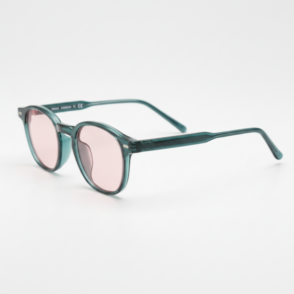 Tina Pink Tinted Lens Sunglasses - Green Round TR90 Frame