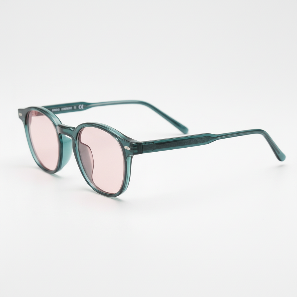Tina Pink Tinted Lens Sunglasses - Green Round TR90 Frame