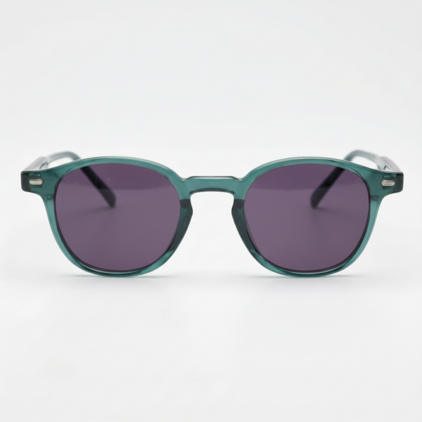 Tina Purple Tinted Lens Sunglasses - Green Round TR90 Frame
