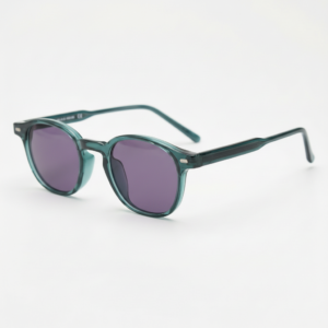 Tina Purple Tinted Lens Sunglasses - Green Round TR90 Frame