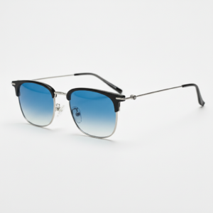 Vicky Blue Gradient Lens Sunglasses - Silver Browline TR90 Frame