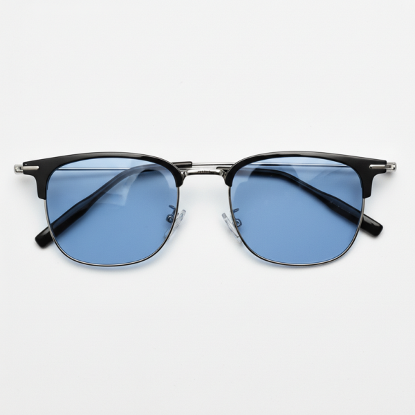 Vicky Blue Tinted Lens Sunglasses - Silver Browline TR90 Frame