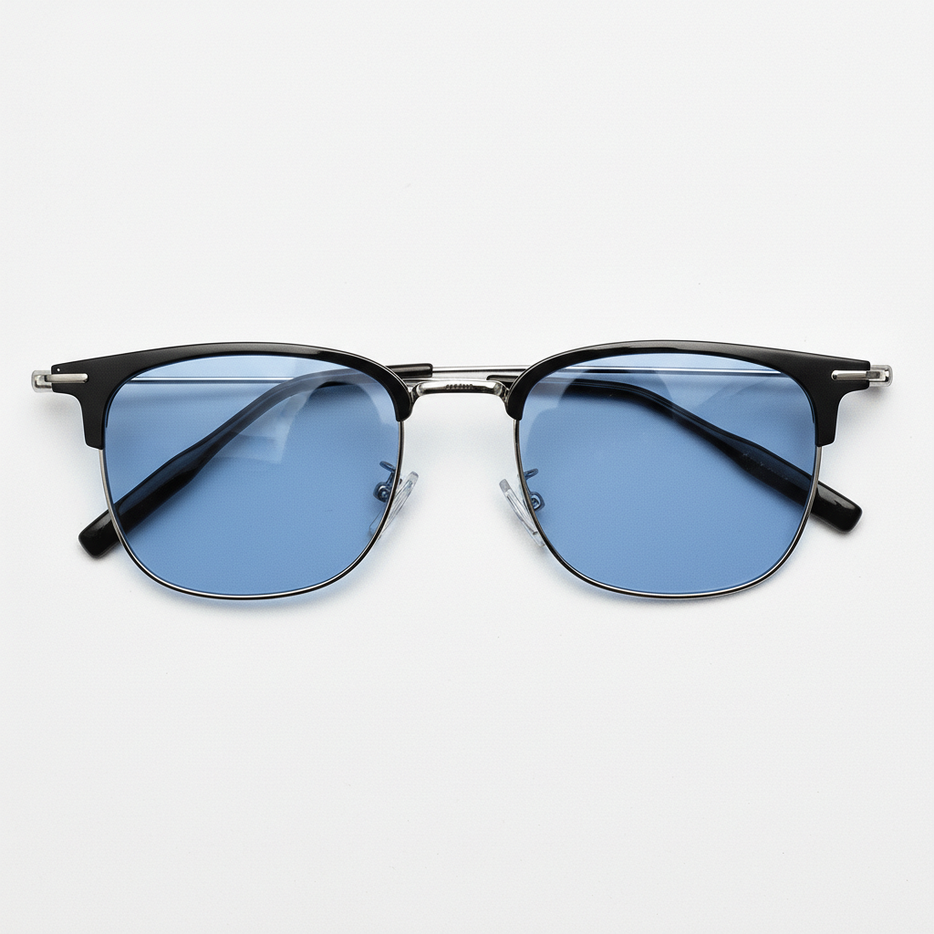 Vicky Blue Tinted Lens Sunglasses - Silver Browline TR90 Frame