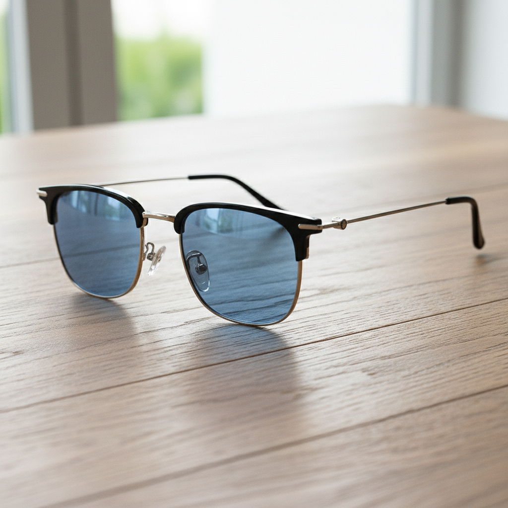 Vicky Blue Tinted Lens Sunglasses - Silver Browline TR90 Frame