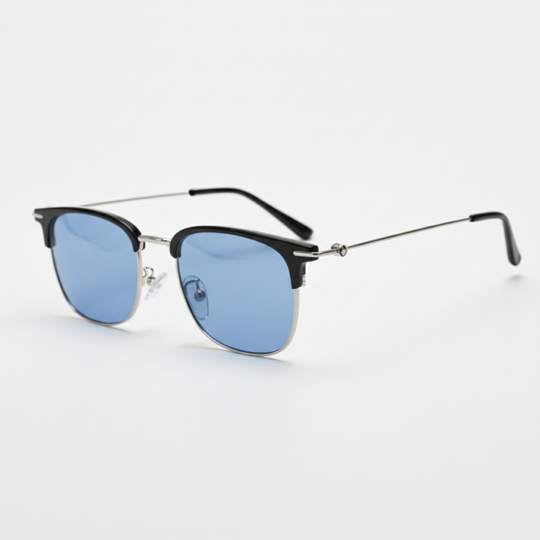 Vicky Blue Tinted Lens Sunglasses - Silver Browline TR90 Frame