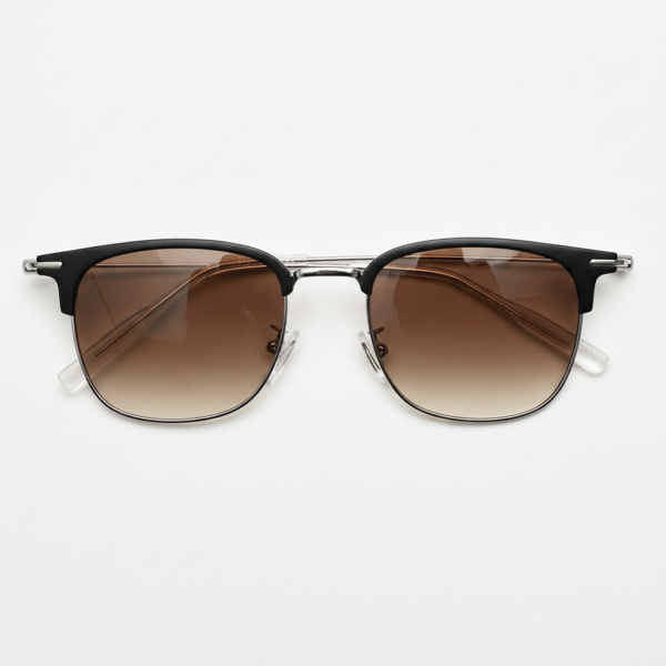 Vicky Brown Gradient Lens Sunglasses - Silver Browline TR90 Frame