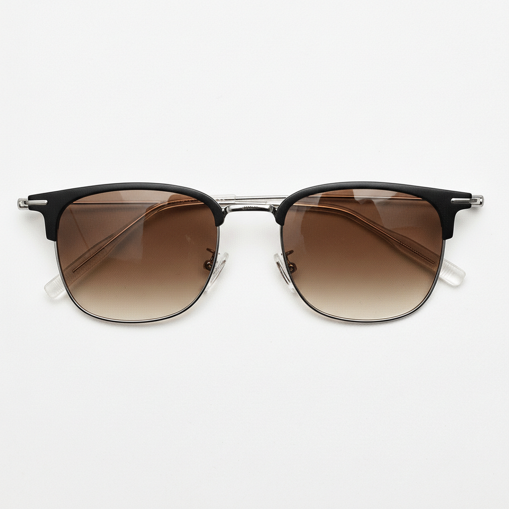 Vicky Brown Gradient Lens Sunglasses - Silver Browline TR90 Frame