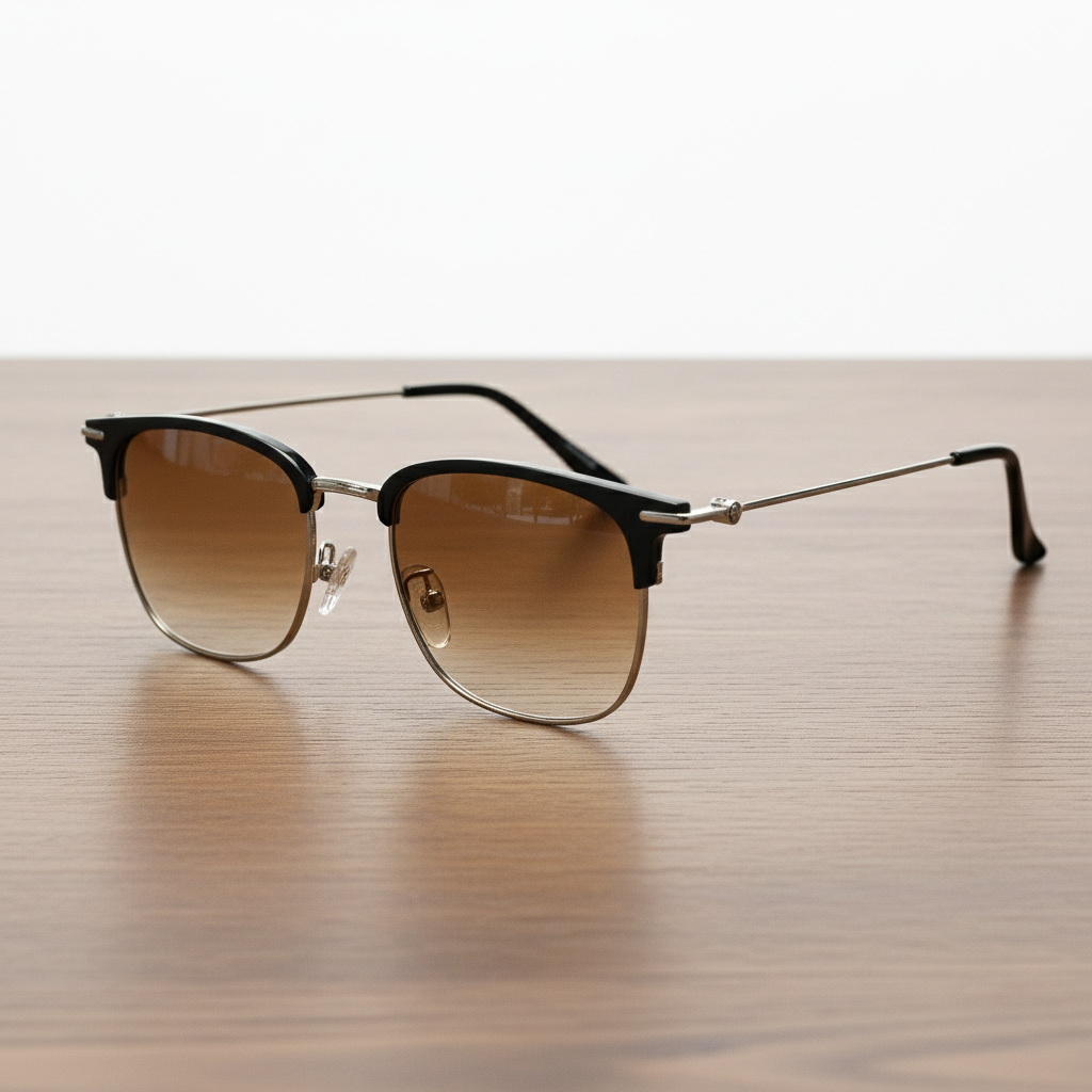 Vicky Brown Gradient Lens Sunglasses - Silver Browline TR90 Frame