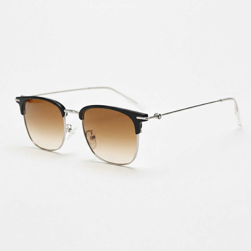 Vicky Brown Gradient Lens Sunglasses - Silver Browline TR90 Frame