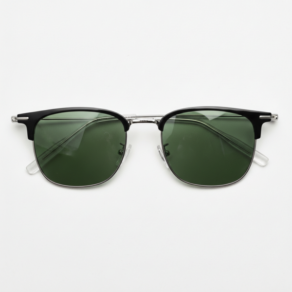 Vicky Green Tinted Lens Sunglasses - Silver Browline TR90 Frame