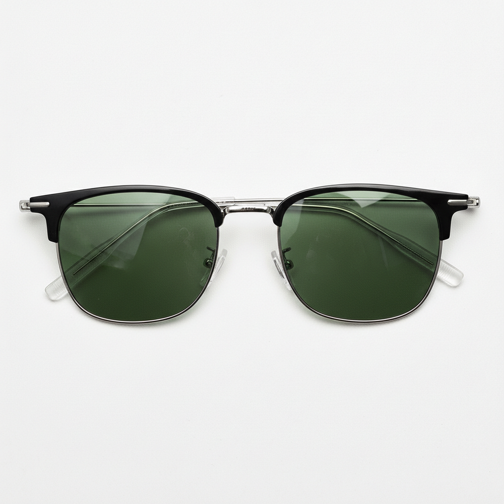 Vicky Green Tinted Lens Sunglasses - Silver Browline TR90 Frame