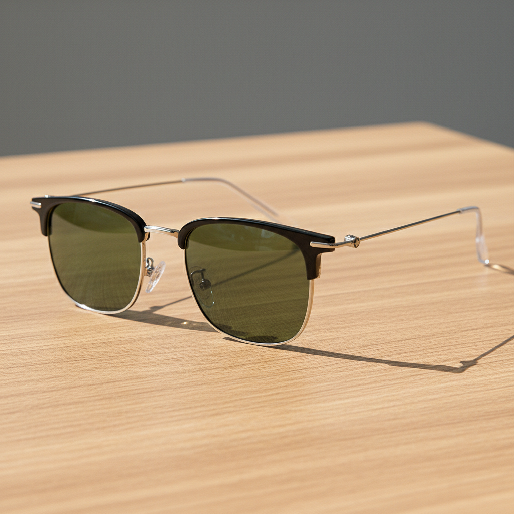 Vicky Green Tinted Lens Sunglasses - Silver Browline TR90 Frame