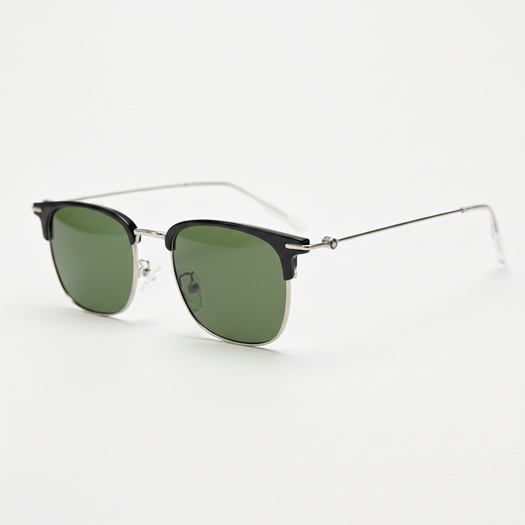 Vicky Green Tinted Lens Sunglasses - Silver Browline TR90 Frame