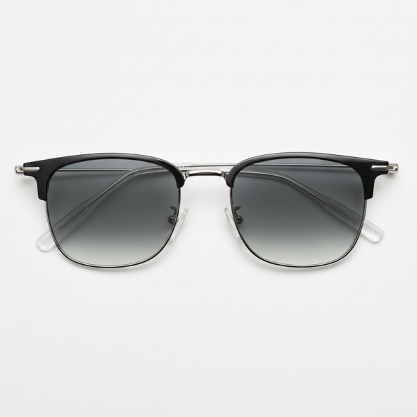 Vicky Grey Gradient Lens Sunglasses - Silver Browline TR90 Frame