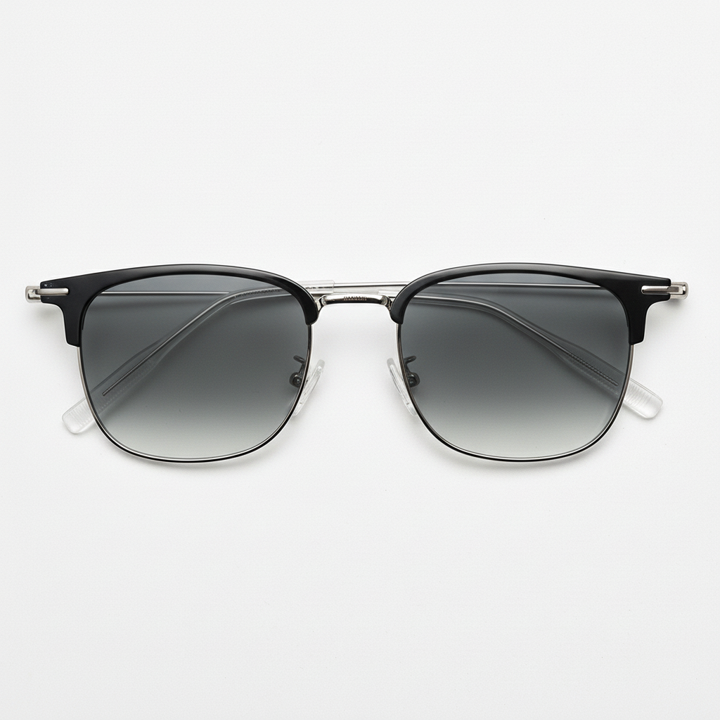 Vicky Grey Gradient Lens Sunglasses - Silver Browline TR90 Frame