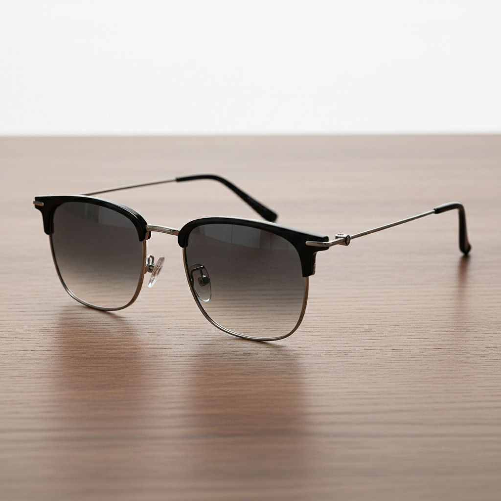 Vicky Grey Gradient Lens Sunglasses - Silver Browline TR90 Frame