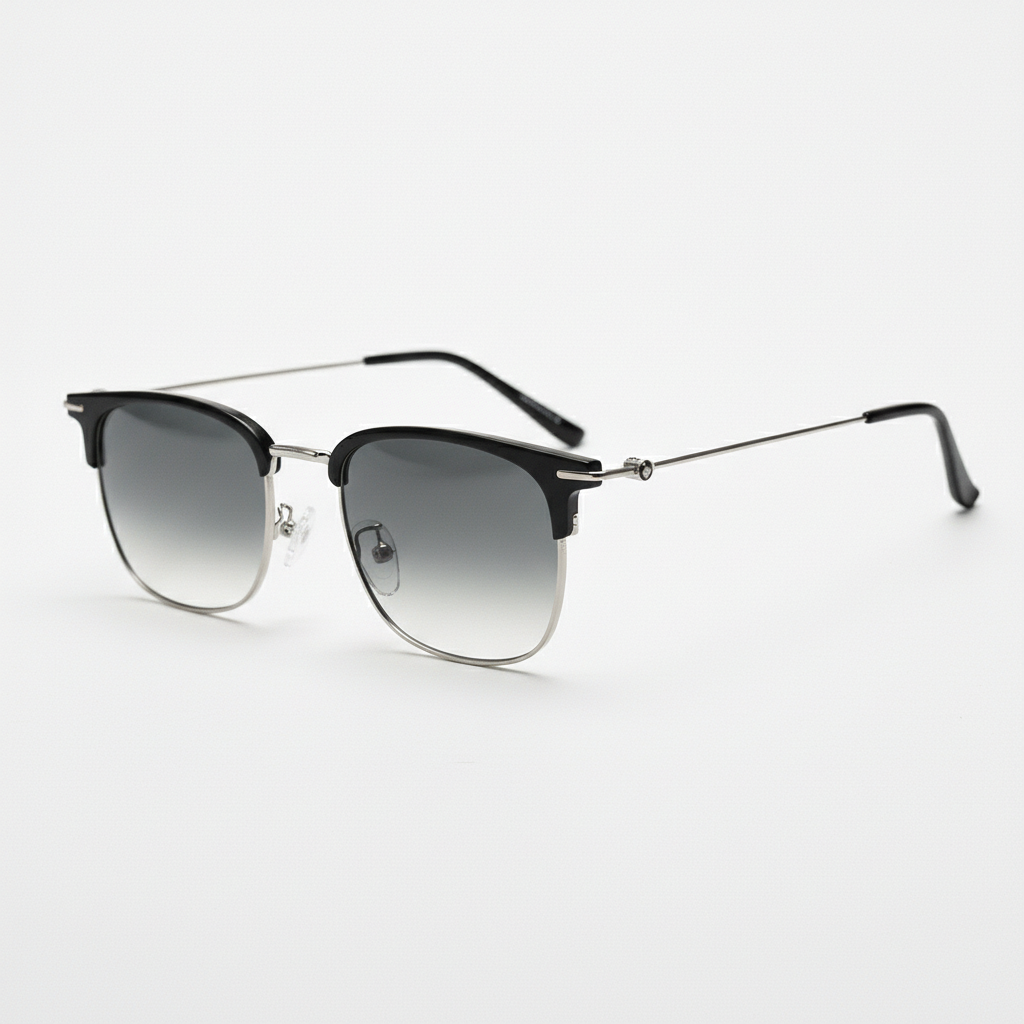 Vicky Grey Gradient Lens Sunglasses - Silver Browline TR90 Frame