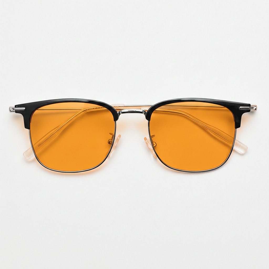 Vicky Orange Tinted Lens Sunglasses - Silver Browline TR90 Frame