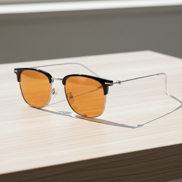 Vicky Orange Tinted Lens Sunglasses - Silver Browline TR90 Frame