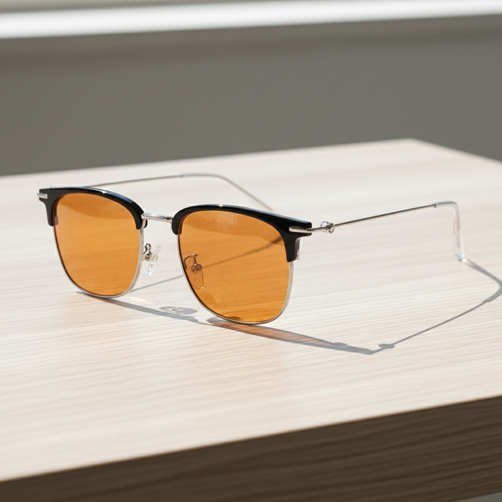 Vicky Orange Tinted Lens Sunglasses - Silver Browline TR90 Frame
