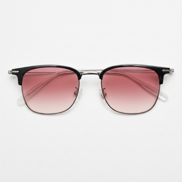 Vicky Pink Gradient Lens Sunglasses - Silver Browline TR90 Frame