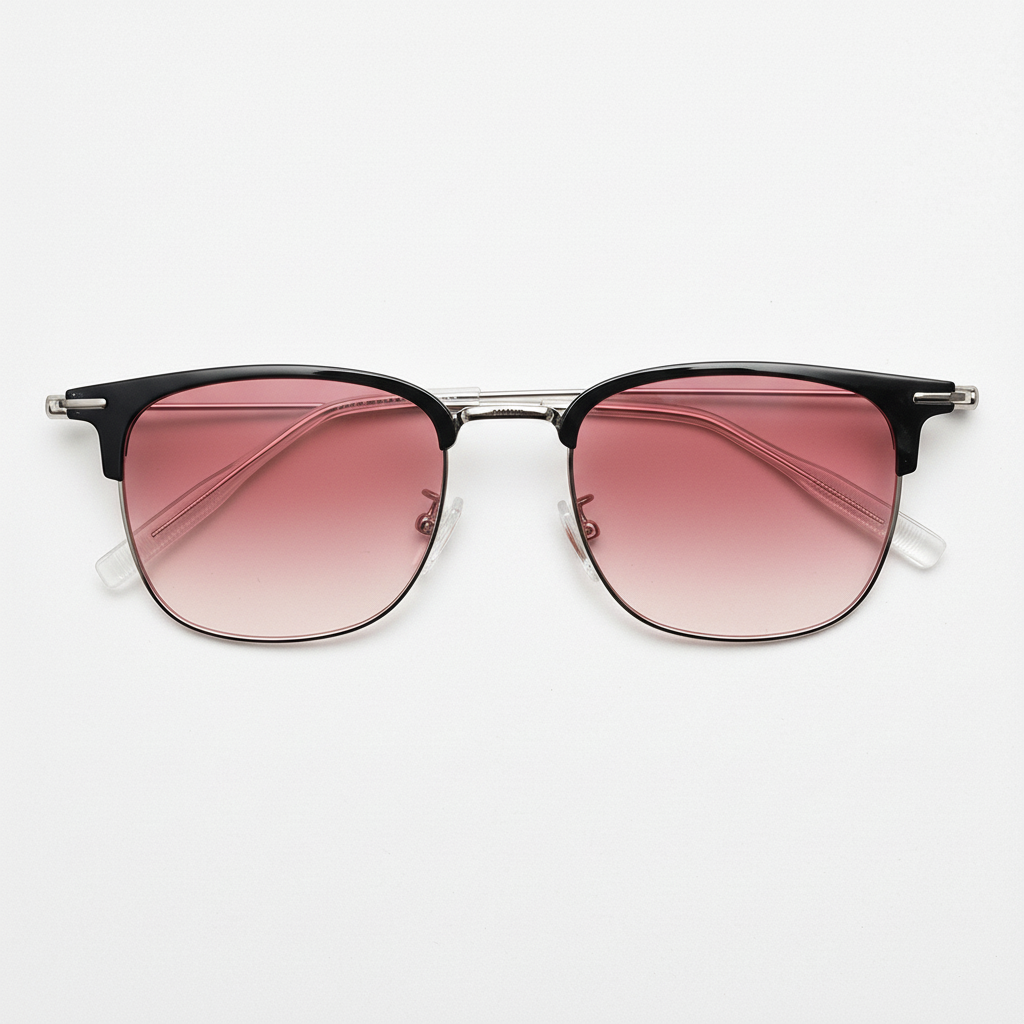 Vicky Pink Gradient Lens Sunglasses - Silver Browline TR90 Frame