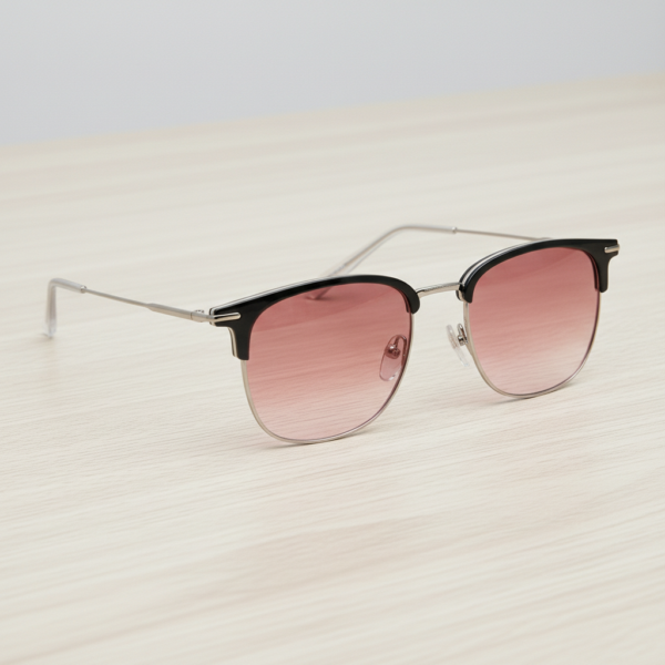Vicky Pink Gradient Lens Sunglasses - Silver Browline TR90 Frame