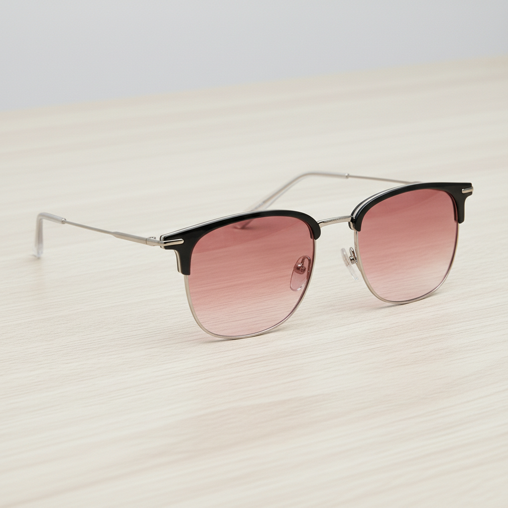 Vicky Pink Gradient Lens Sunglasses - Silver Browline TR90 Frame