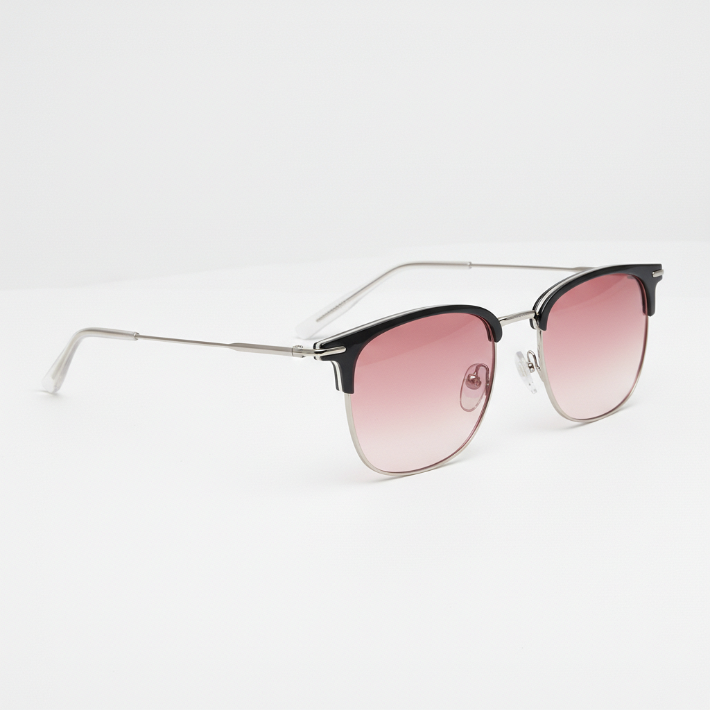 Vicky Pink Gradient Lens Sunglasses - Silver Browline TR90 Frame