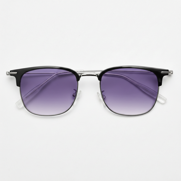 Vicky Purple Gradient Lens Sunglasses - Silver Browline TR90 Frame