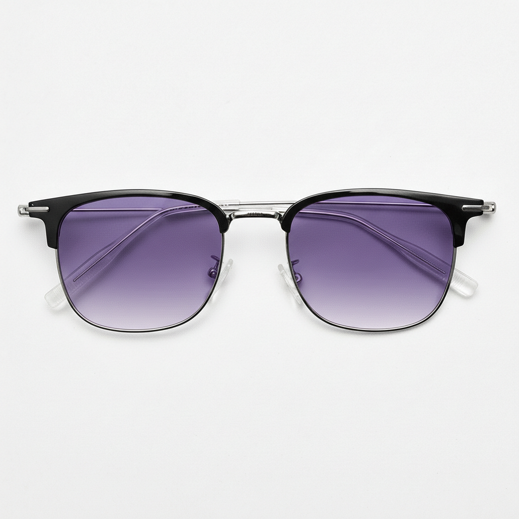 Vicky Purple Gradient Lens Sunglasses - Silver Browline TR90 Frame
