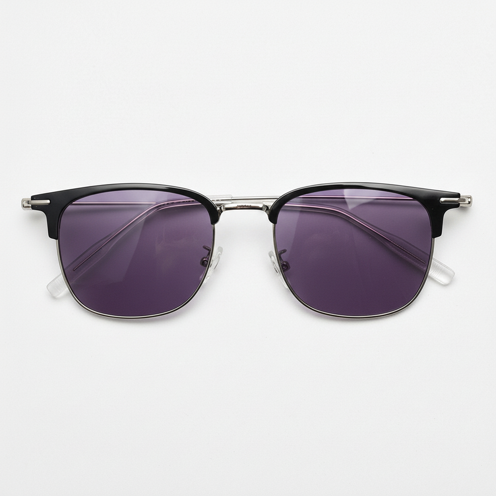 Vicky Purple Tinted Lens Sunglasses - Silver Browline TR90 Frame