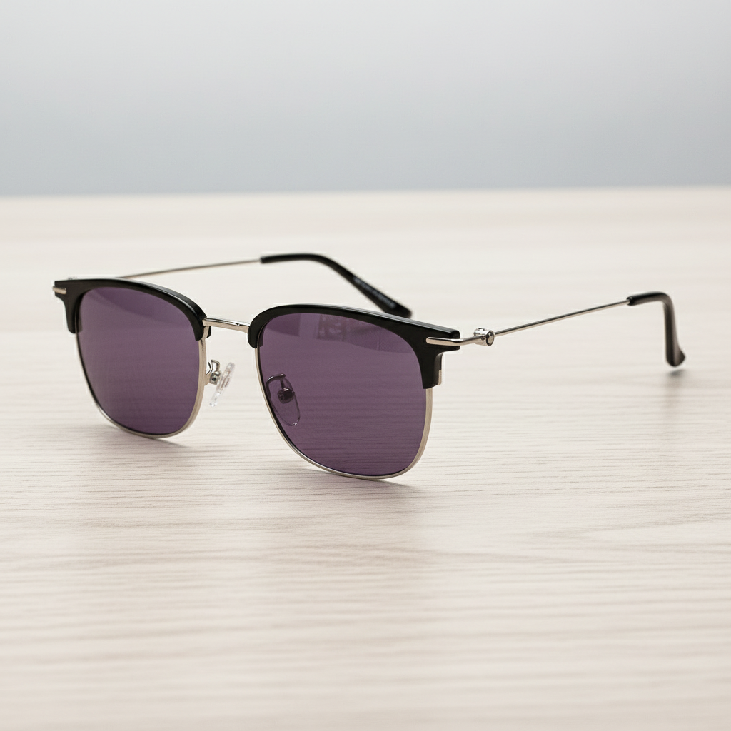 Vicky Purple Tinted Lens Sunglasses - Silver Browline TR90 Frame
