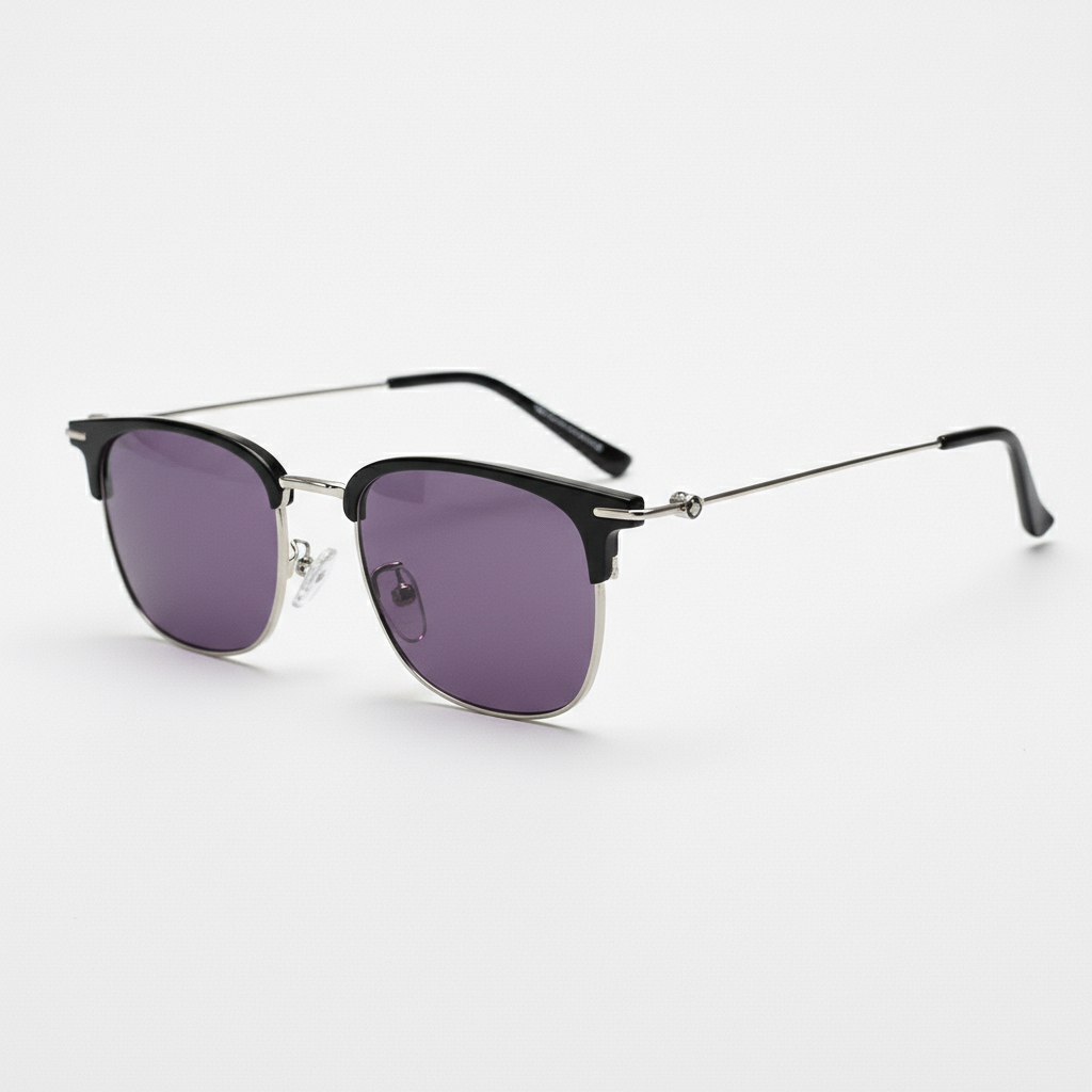 Vicky Purple Tinted Lens Sunglasses - Silver Browline TR90 Frame