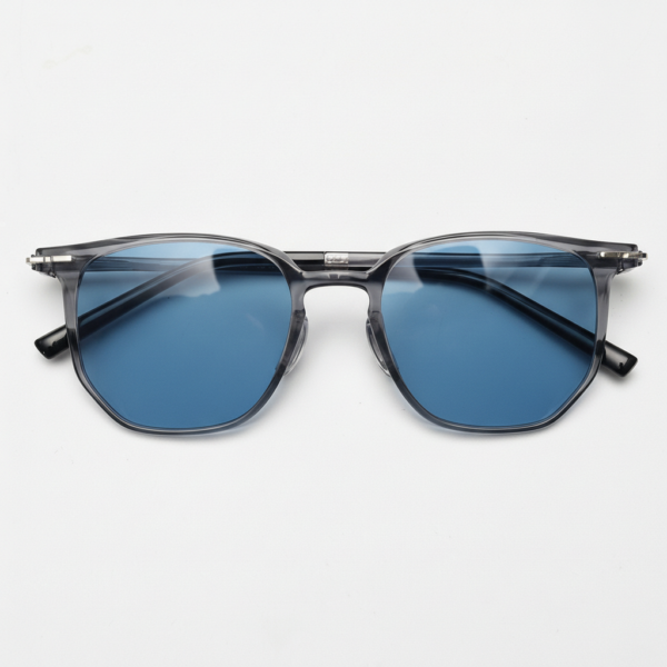 Yetta Blue Tinted Lens Sunglasses - Transparent gray Geometric TR90 Frame