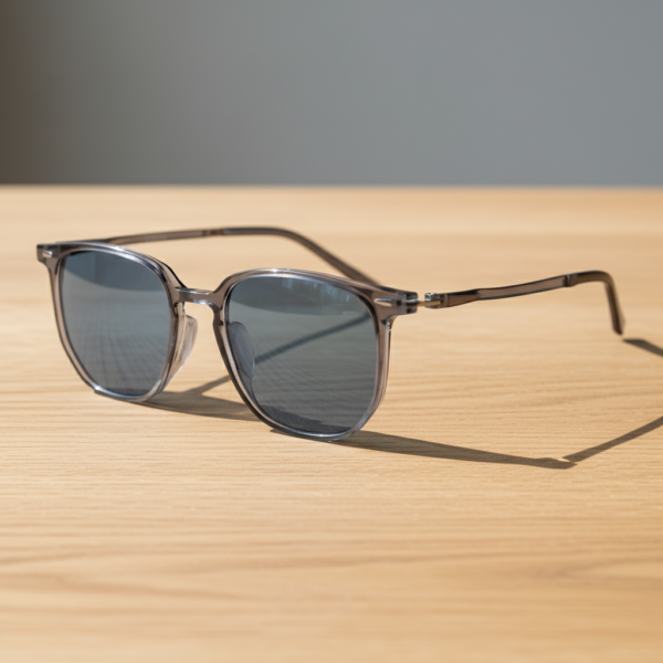 Yetta Blue Tinted Lens Sunglasses - Transparent gray Geometric TR90 Frame