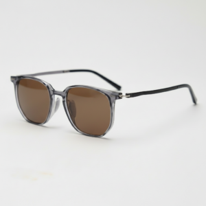 Yetta Brown Tinted Lens Sunglasses - Transparent gray Geometric TR90 Frame