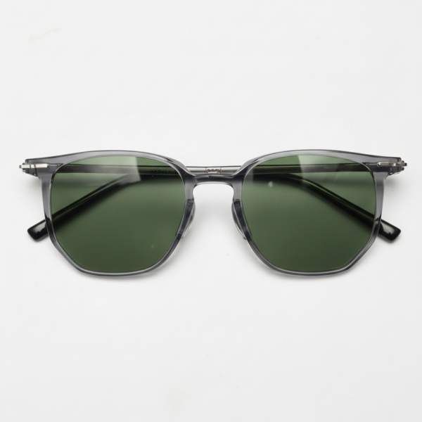 Yetta Green Tinted Lens Sunglasses - Transparent gray Geometric TR90 Frame
