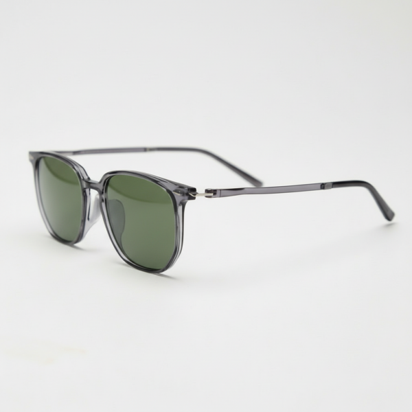 Yetta Green Tinted Lens Sunglasses - Transparent gray Geometric TR90 Frame