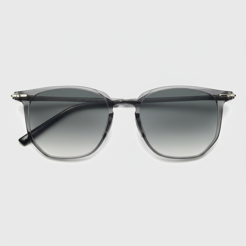 Yetta Grey Gradient Lens Sunglasses - Transparent gray Geometric TR90 Frame