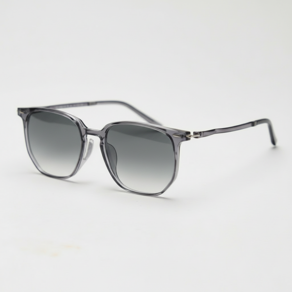 Yetta Grey Gradient Lens Sunglasses - Transparent gray Geometric TR90 Frame