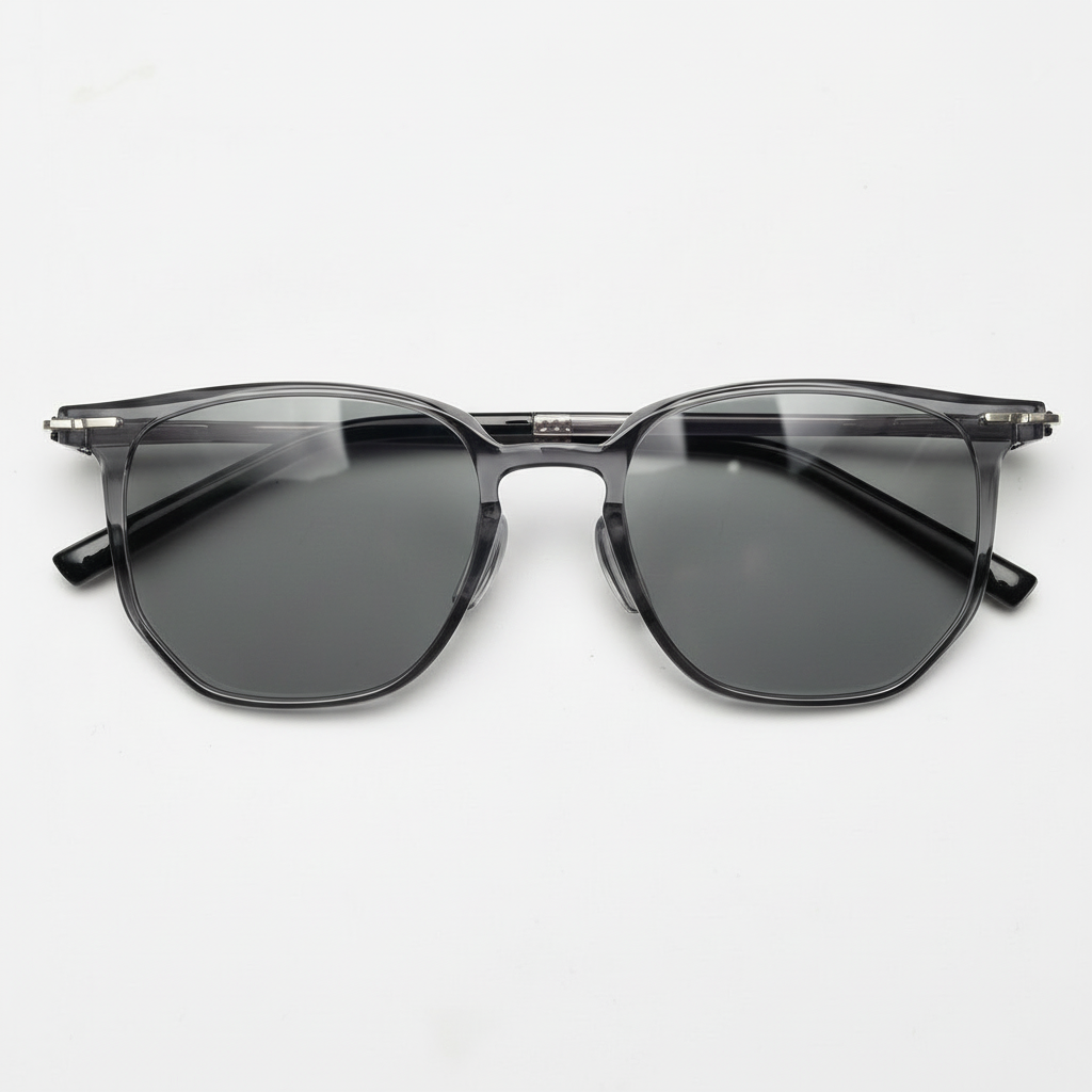 Yetta Grey Tinted Lens Sunglasses - Transparent gray Geometric TR90 Frame