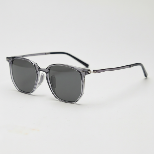 Yetta Grey Tinted Lens Sunglasses - Transparent gray Geometric TR90 Frame